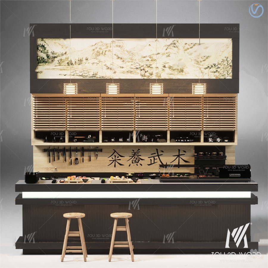Japanese food bar 3d model